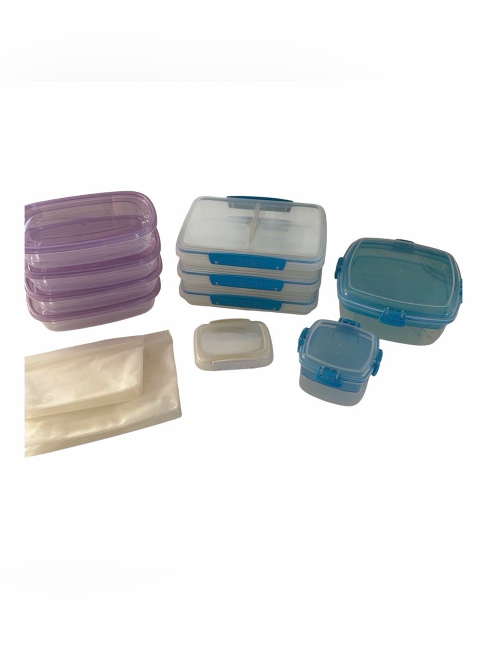 Sistema Blue Avocado Meal Prep Storage Travel Containers Food Kitchen Lot